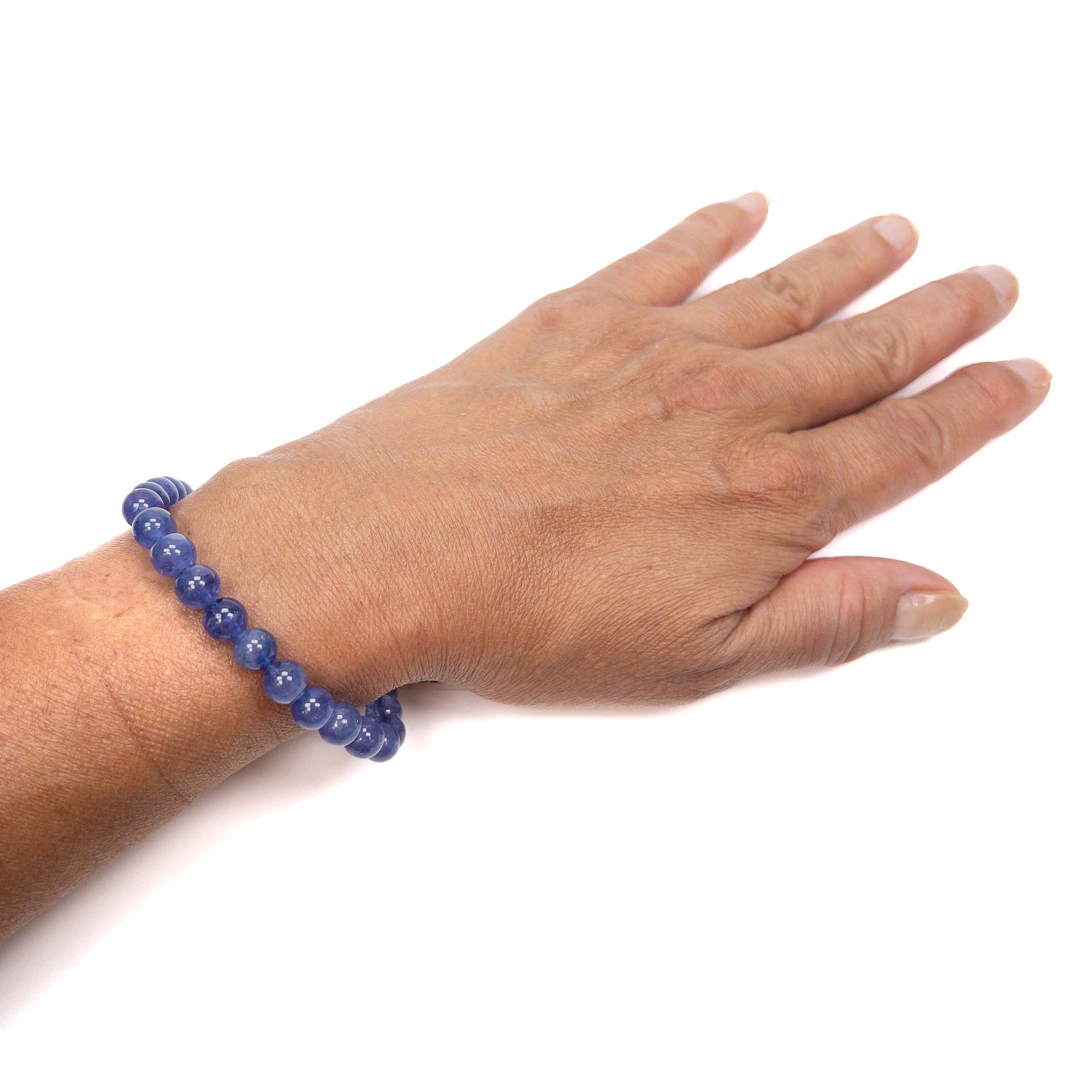 Tanzanite Stretchy Cord Bracelet 7mm Smooth Round Bead - 1 pc.