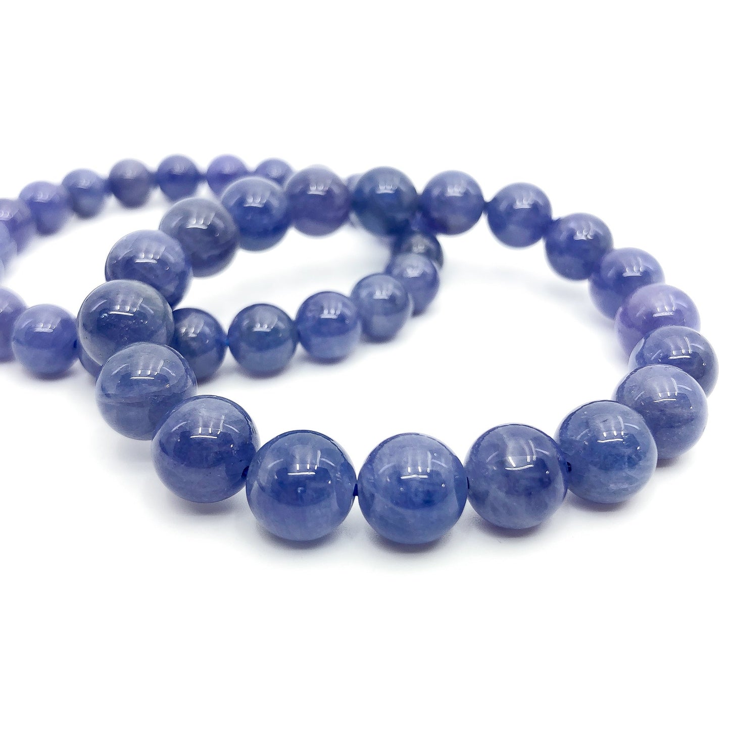 Tanzanite Stretchy Cord Bracelet - 9mm Smooth Round