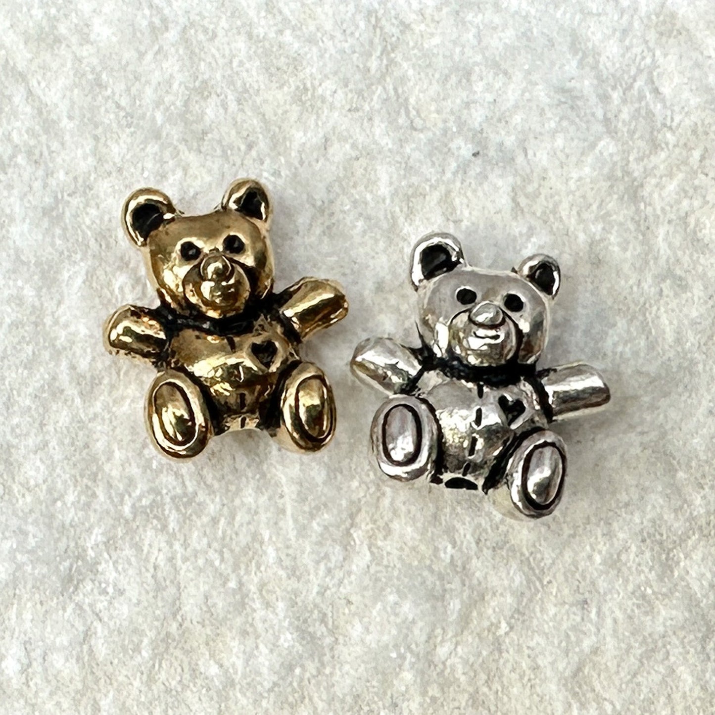 Teddy Bear Bead (2 Metal Colors) - 2 pcs. (M830)