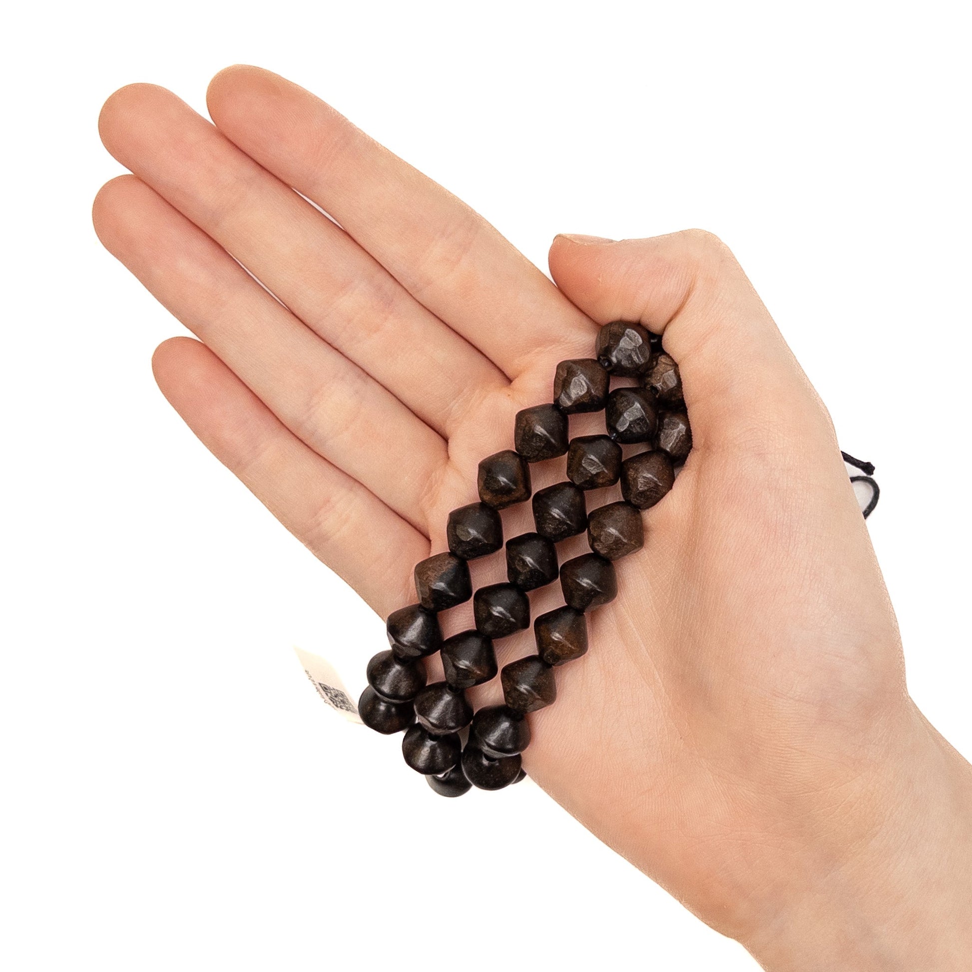 Tiger Ebony Wood Short 10mm Rustic Faceted Bicone Bead - 4.5" Strand-The Bead Gallery Honolulu