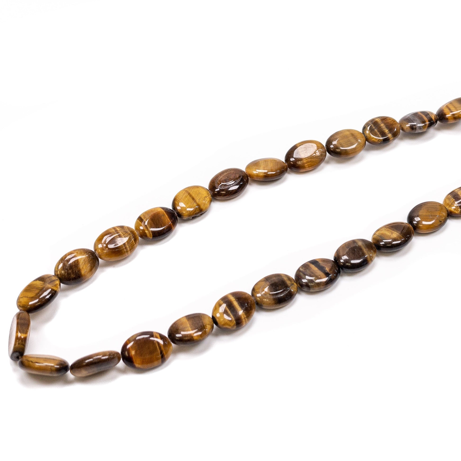 Tiger Eye 14x10mm Flat Smooth Oval Bead - 15.75" Strand