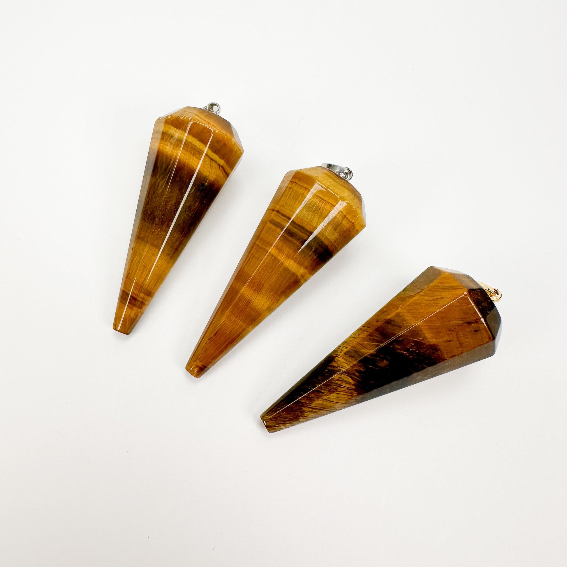 Tiger Eye 16x39mm Faceted Pendulum - 1 pc.-The Bead Gallery Honolulu