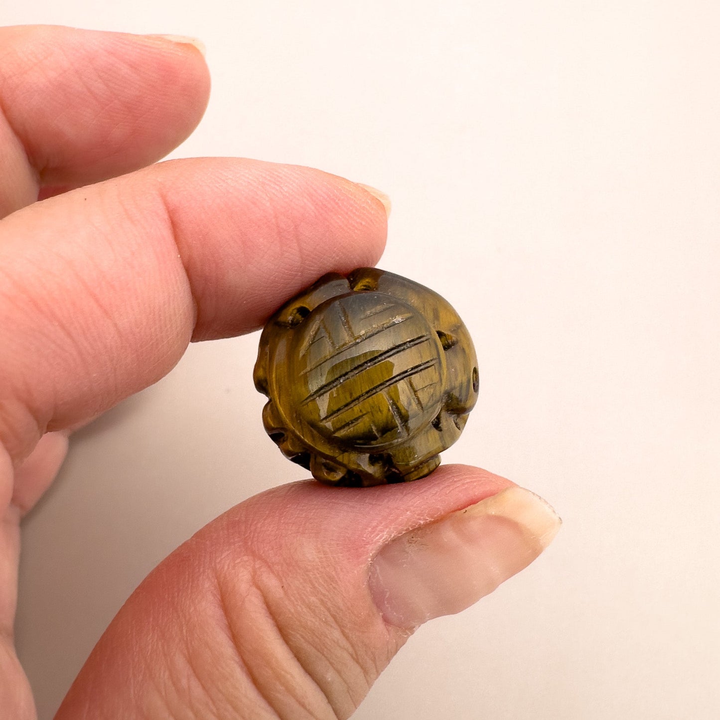 Tiger Eye 18mm Carved Longevity Bead - 1 pc. (P2950)