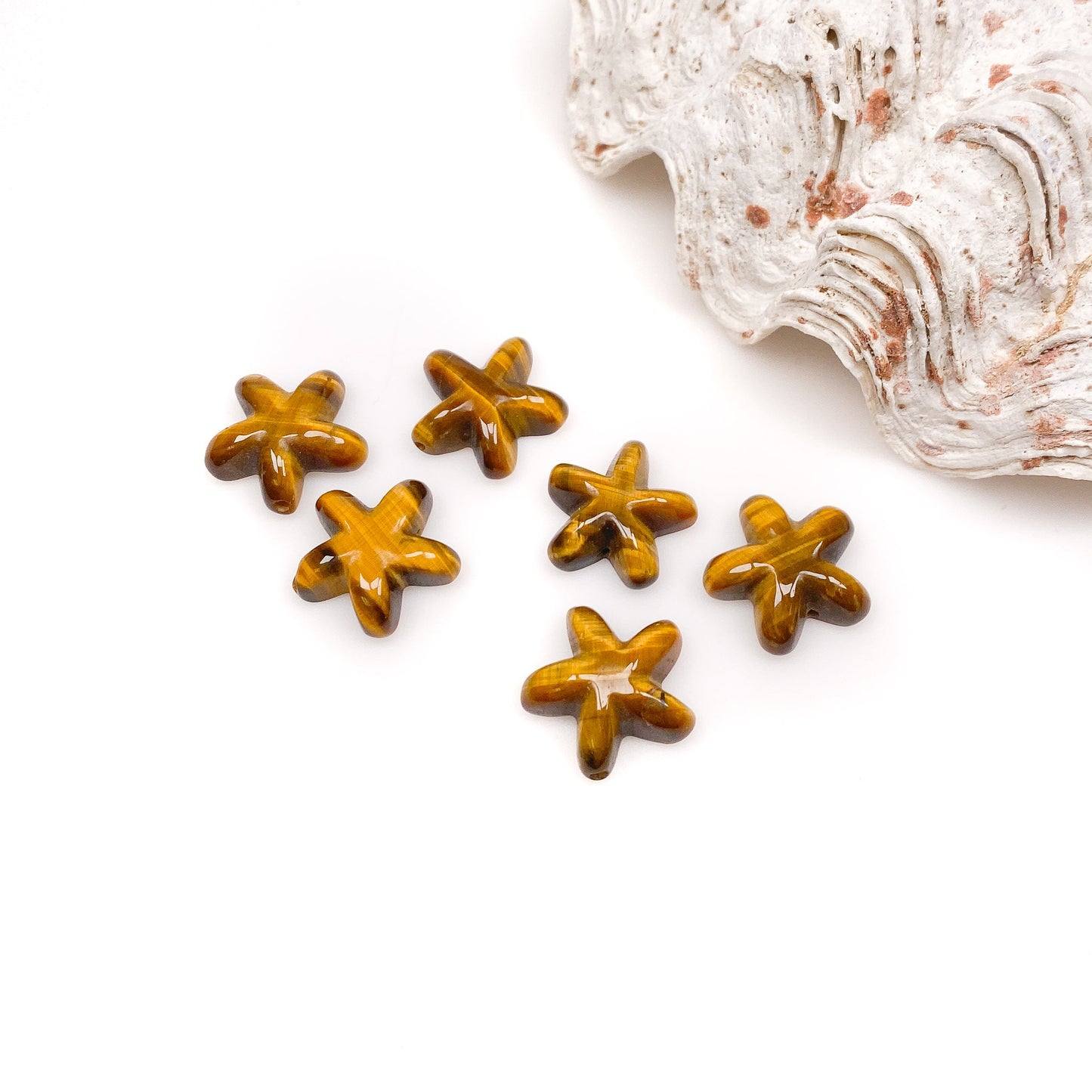 Tiger Eye 20mm Long-Drill Starfish Bead - 1 pc.