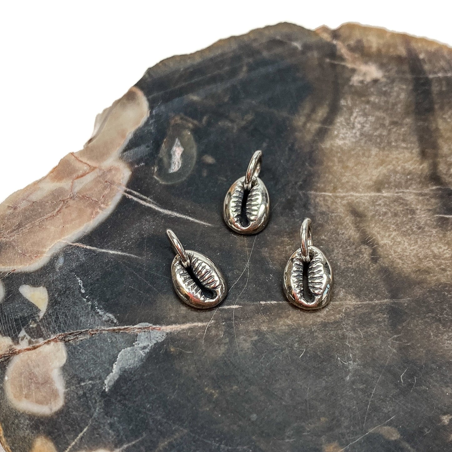 Tiny Cowrie Shell Charm (Sterling Silver) - 1 pc.