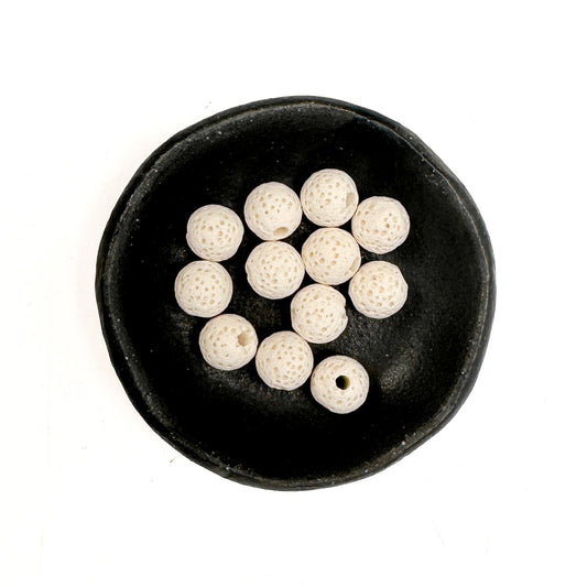 White Lava 8mm Unwaxed Round Bead - 12 pcs.-The Bead Gallery Honolulu