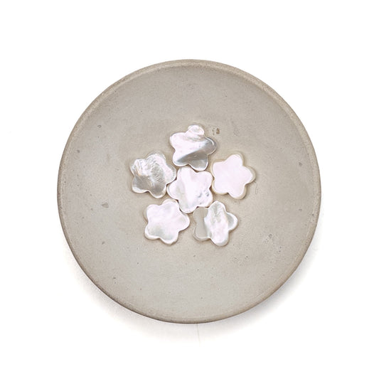 White Mother of Pearl 10mm Flat 5-Petal Flower Bead - 1 pc.-The Bead Gallery Honolulu