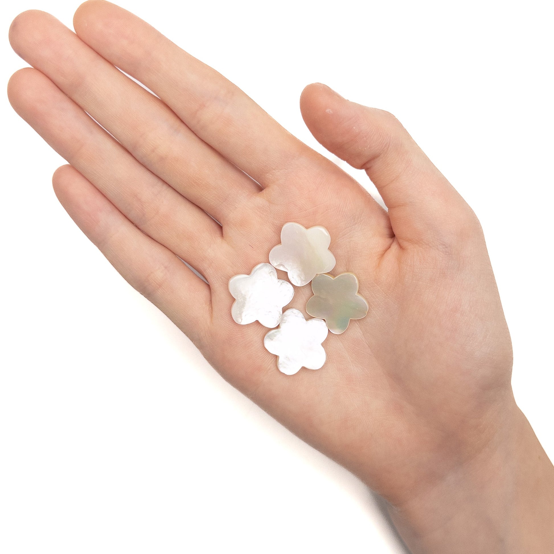 White Mother of Pearl 18mm Flat 5-Petal Flower Bead - 1 pc.-The Bead Gallery Honolulu