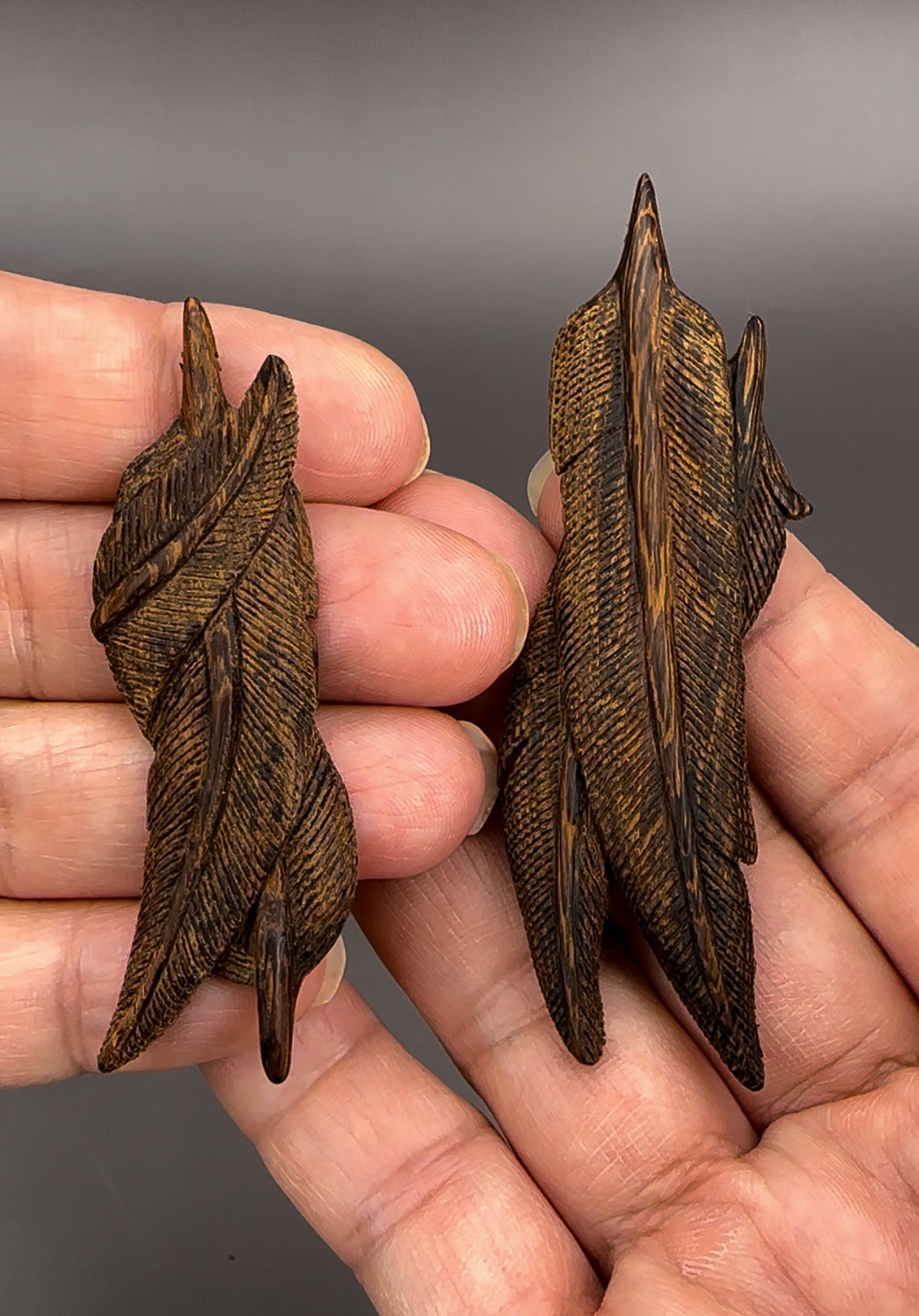 Wing and Feather Pendants - Handcarved & Handpainted Wood from Bali (J267)