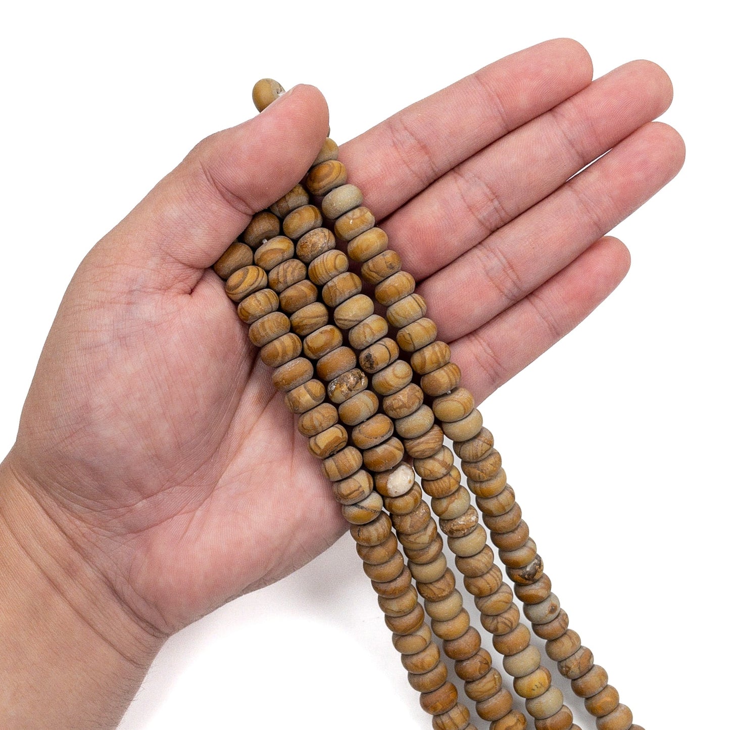 Wood Jasper 8x12mm Matte Rondelle Bead - 7.5" Strand