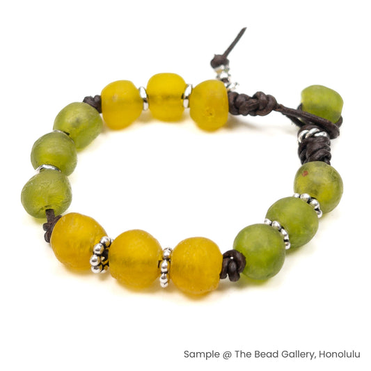 Yellow & Green Recycled Glass Bead Mix - 18 pcs. (MIX107)