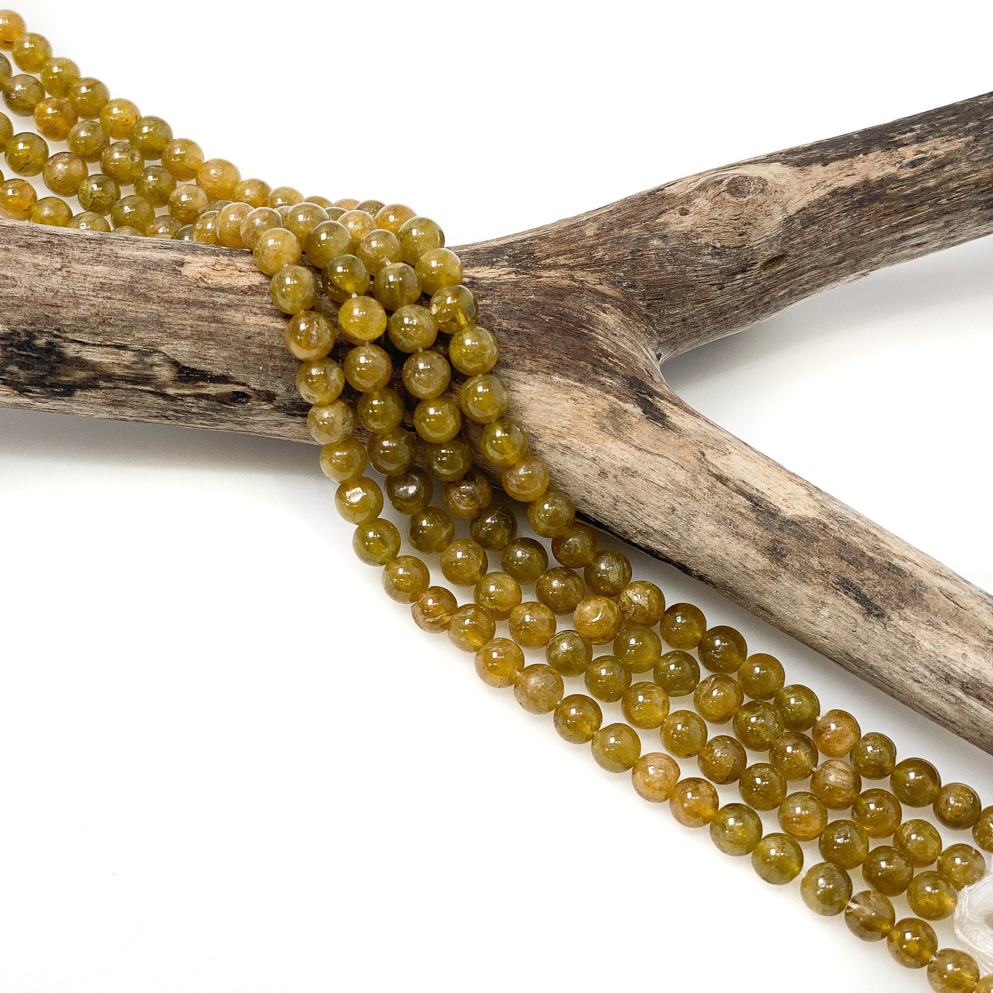 Yellow Tourmaline 5mm Smooth Round Bead - 8" Strand