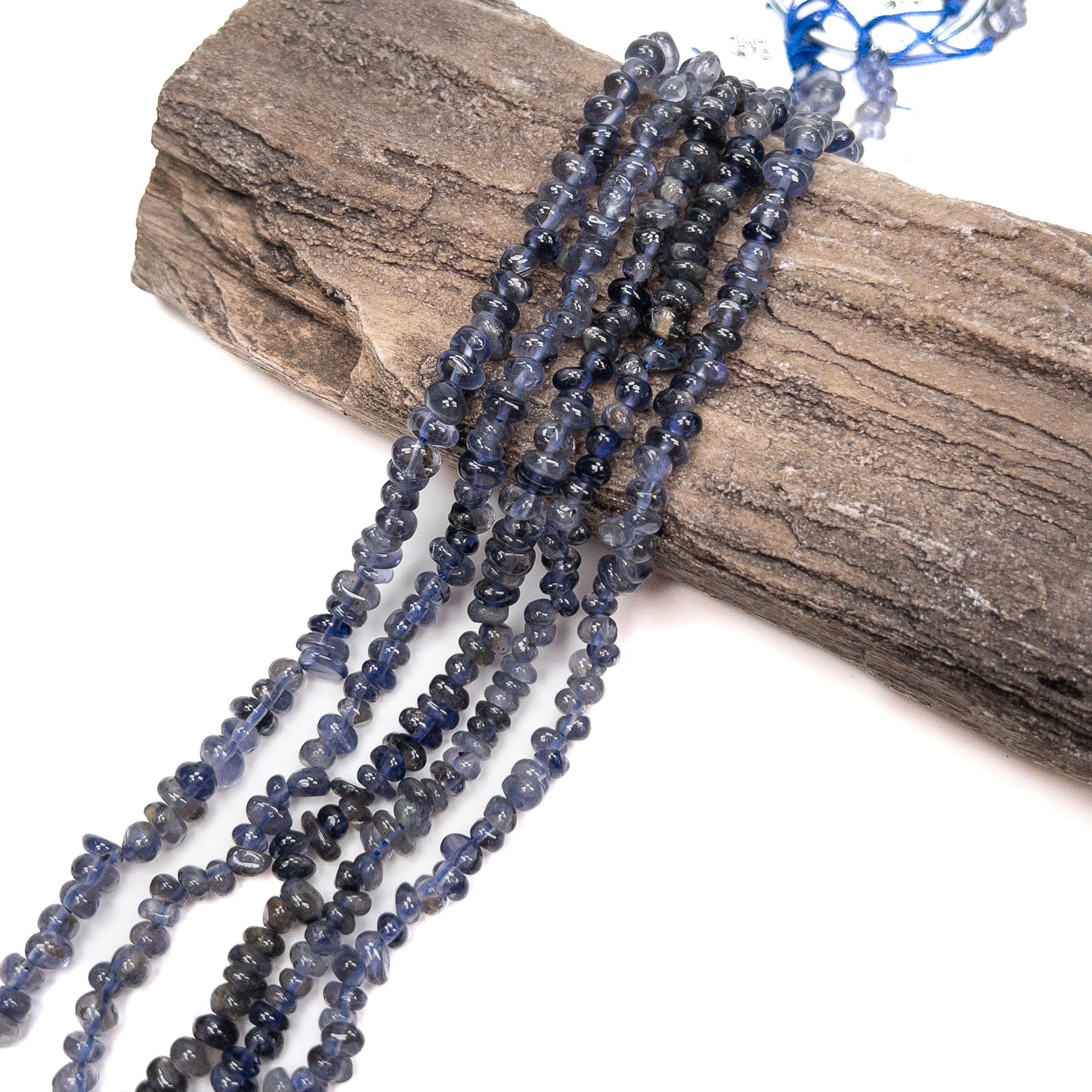 Iolite Small Smooth Tumbled Pudgy Chip Bead - 7.75" Strand
