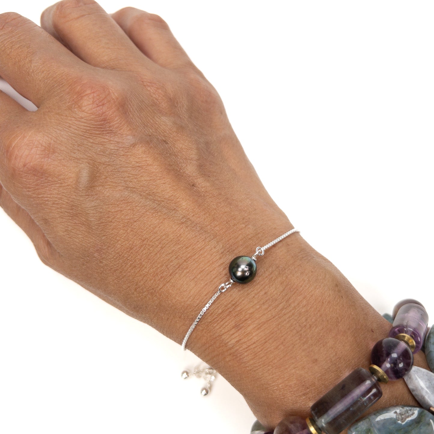 Papeete Tahitian Pearl Adjustable Sliding Bracelet (Sterling Silver) - Kit or Finished Bracelet