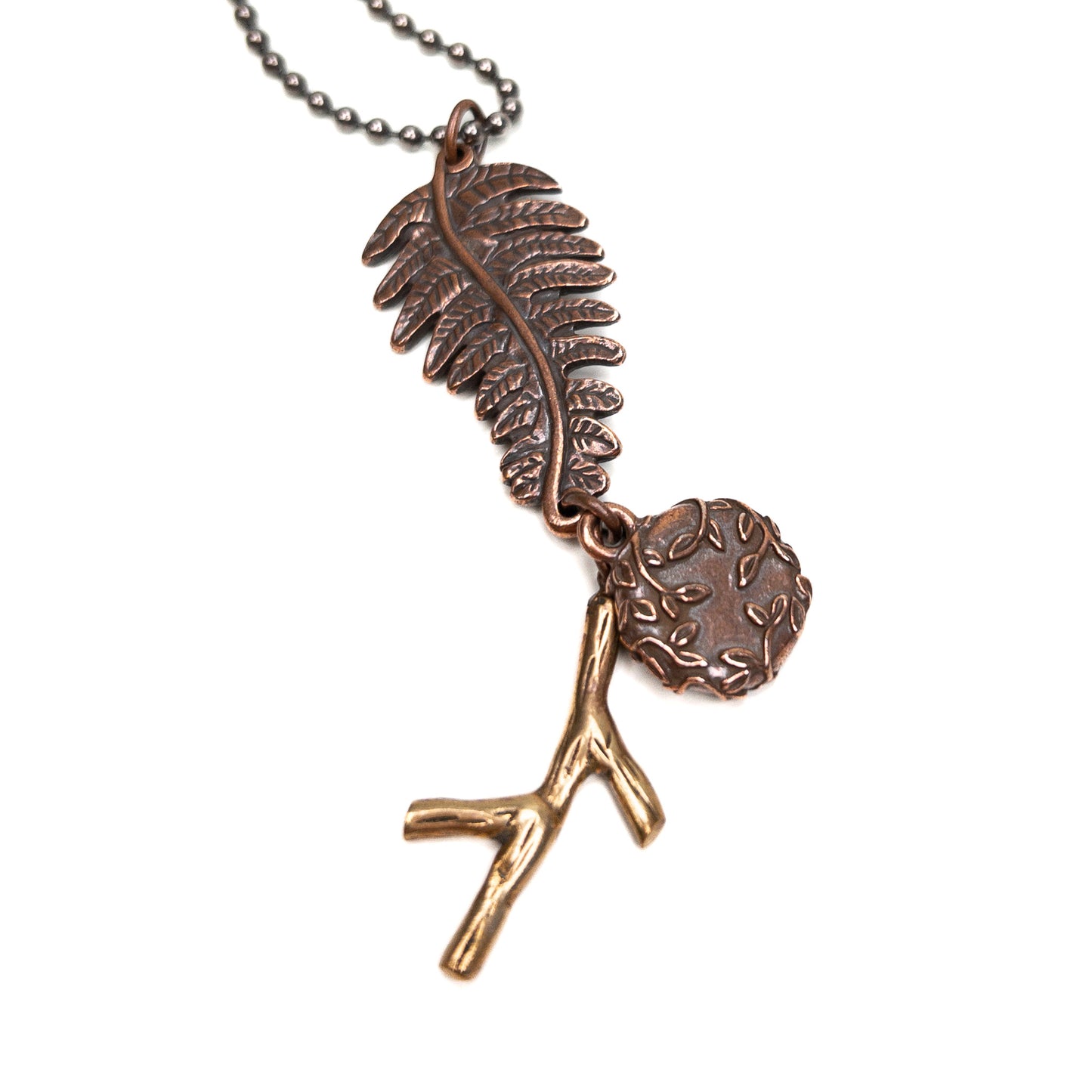 Fern Leaf with Twig Necklace-The Bead Gallery Honolulu
