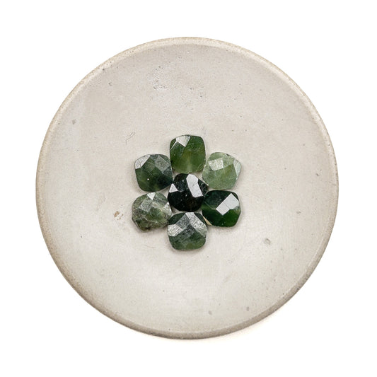 Canadian Jade 8mm Faceted Flat Square Faceted Coin Bead - 1 pc.-The Bead Gallery Honolulu
