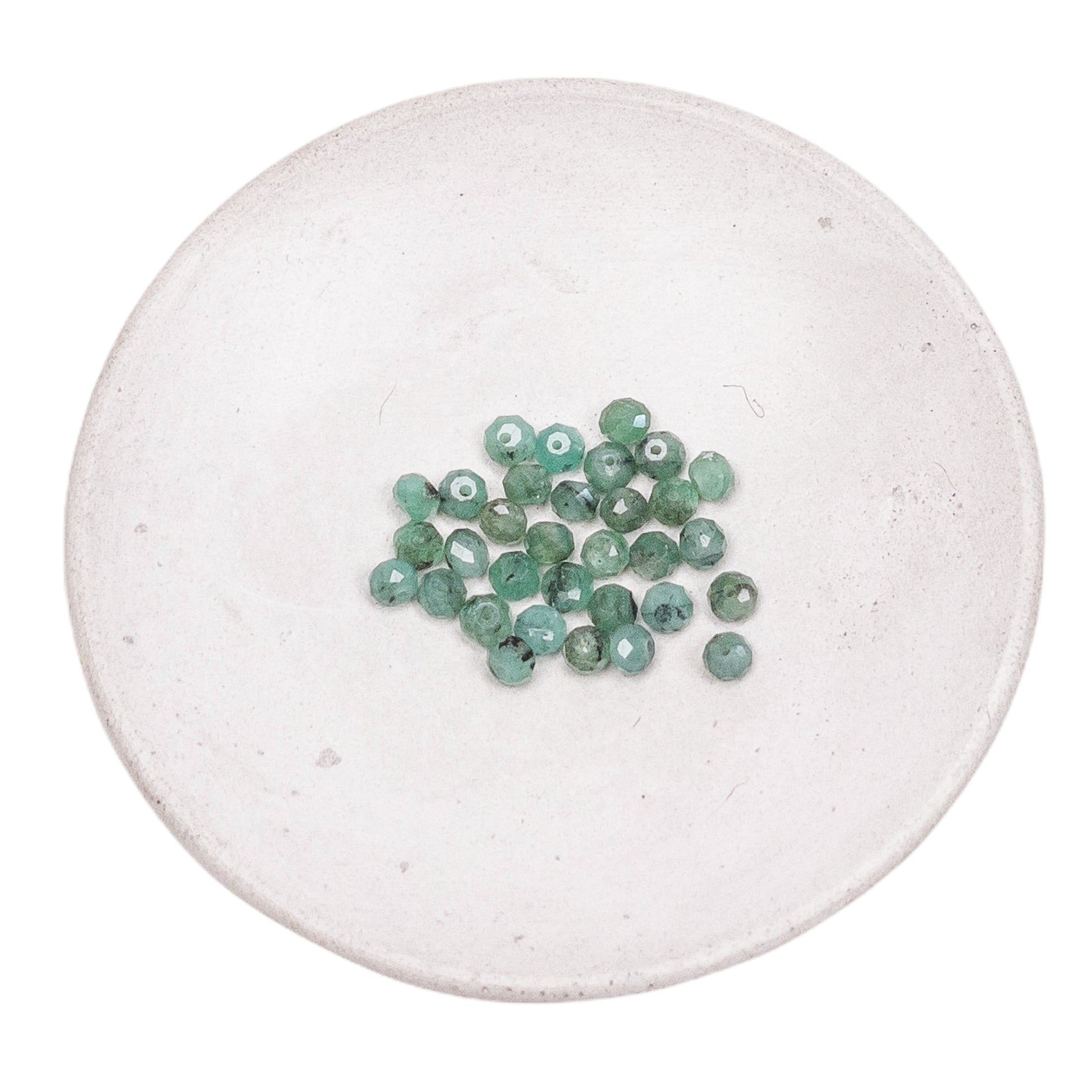 Emerald 3mm Faceted Round Bead - 3" Strand