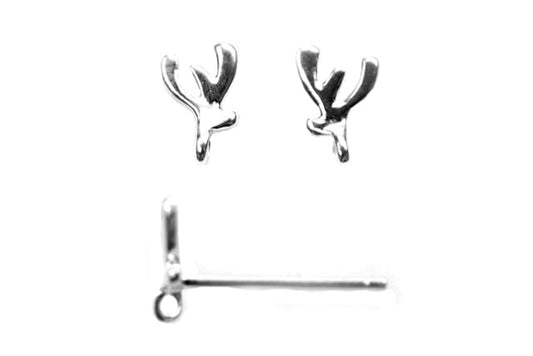 coral branch post stud earrings (sterling silver) - 1 pair-The Bead Gallery Honolulu