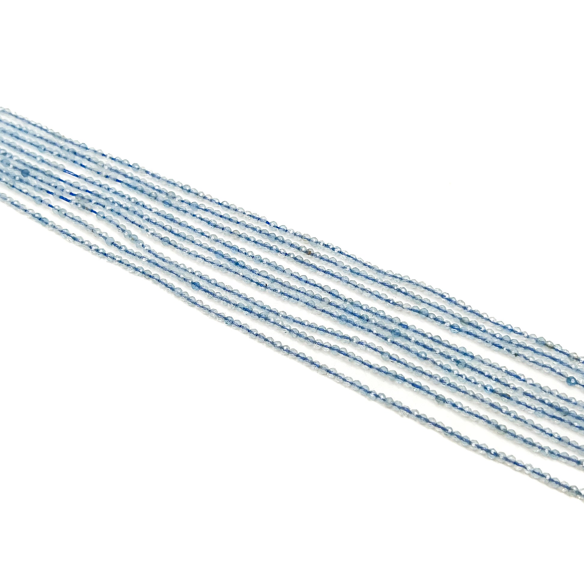 Aquamarine 2mm Faceted Round Bead Strand - (2 Quantities Available)