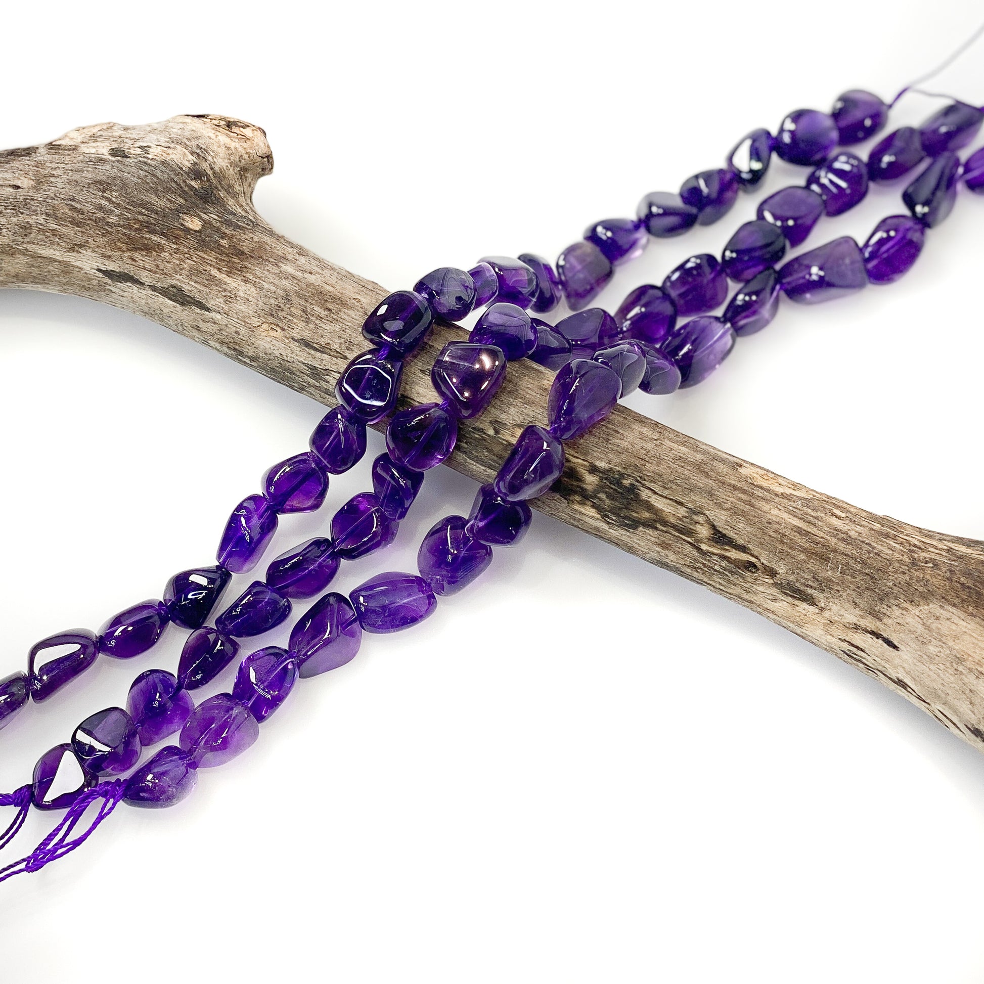 Amethyst 11mm Tumbled Nugget Bead - 8" Strand