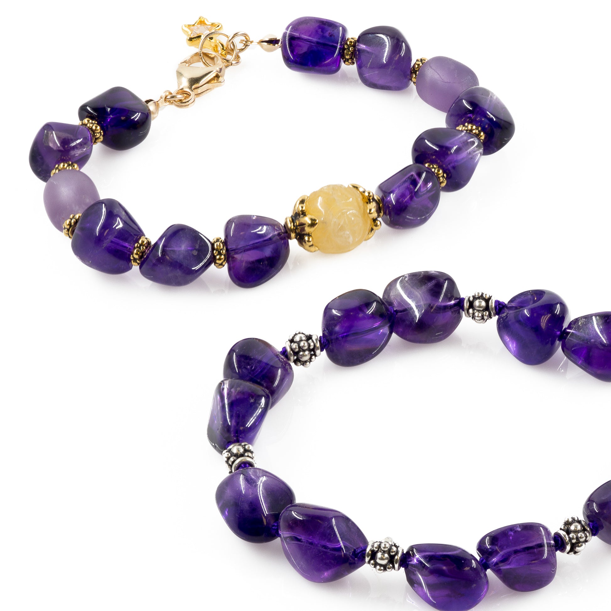 Amethyst 11mm Tumbled Nugget Bead - 8" Strand