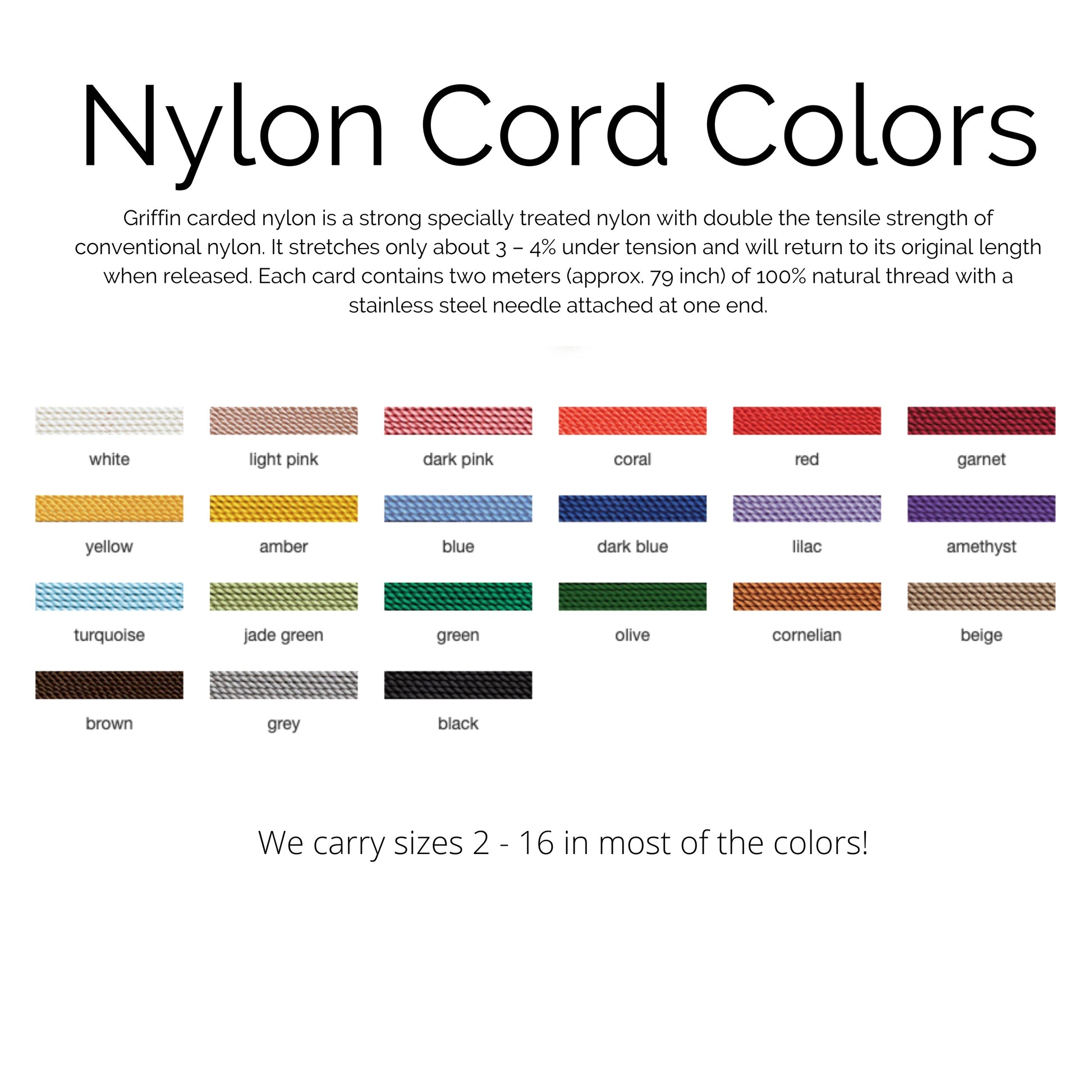 Carded Nylon Bead Cord - #6