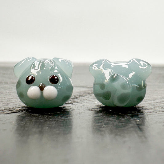 Chibi Handmade Glass Beads - Scottish Fold Silver Tabby Cat-The Bead Gallery Honolulu