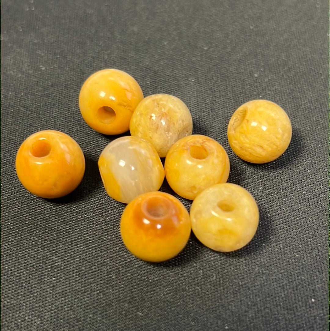 yellow jasper; 12mm; smooth; round; large hole